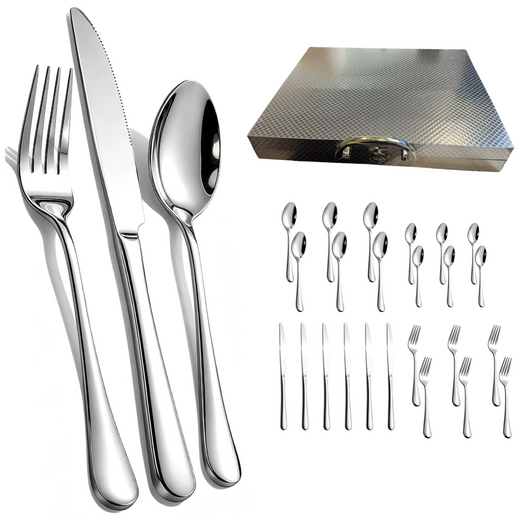 SET DE CUBIERTOS 24PCS MALETIN METALICO HF-1