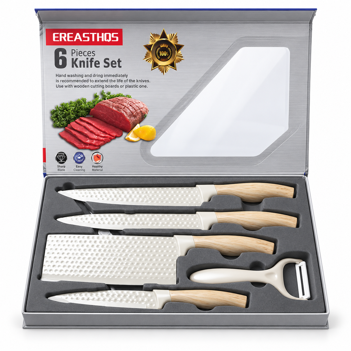 SET DE CUCHILLOS X6PCS COLOR CREMA EREASTHQS IS53497