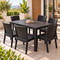 SET DE MESA RECTANGULAR (140x80x76cm) + 6 SILLAS RATAN