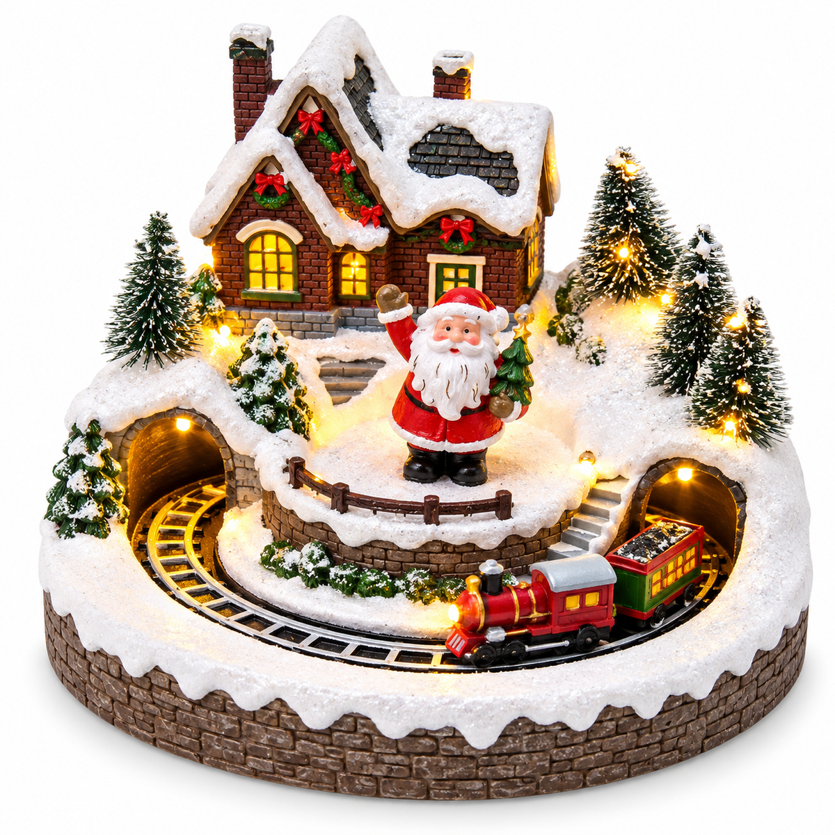 CASA NEVADA + TREN Y PAPA NOEL CON LUZ CH26-6017-4