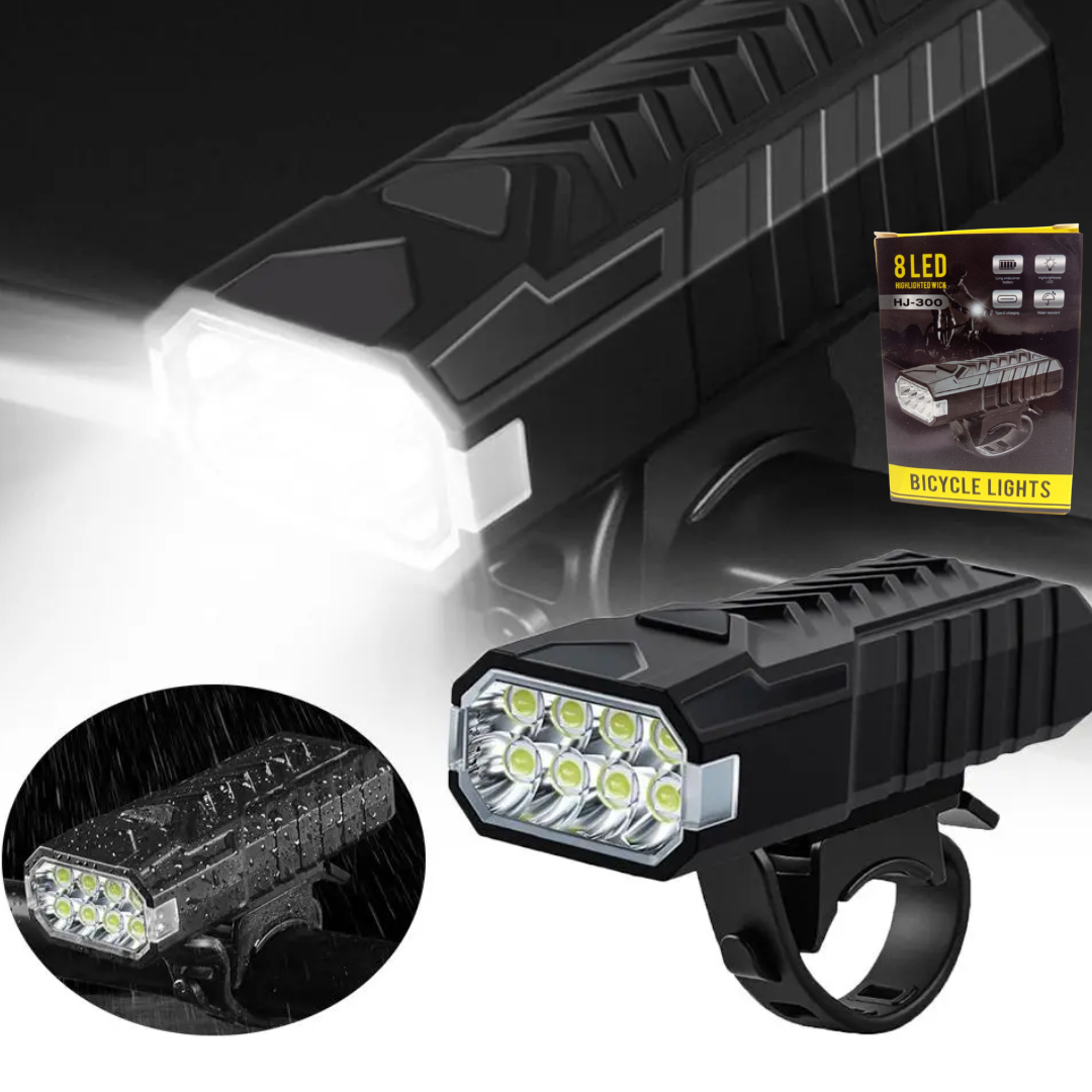 LUZ P/BICI 8 LED BICYCLE LIGHTS HJ-300
