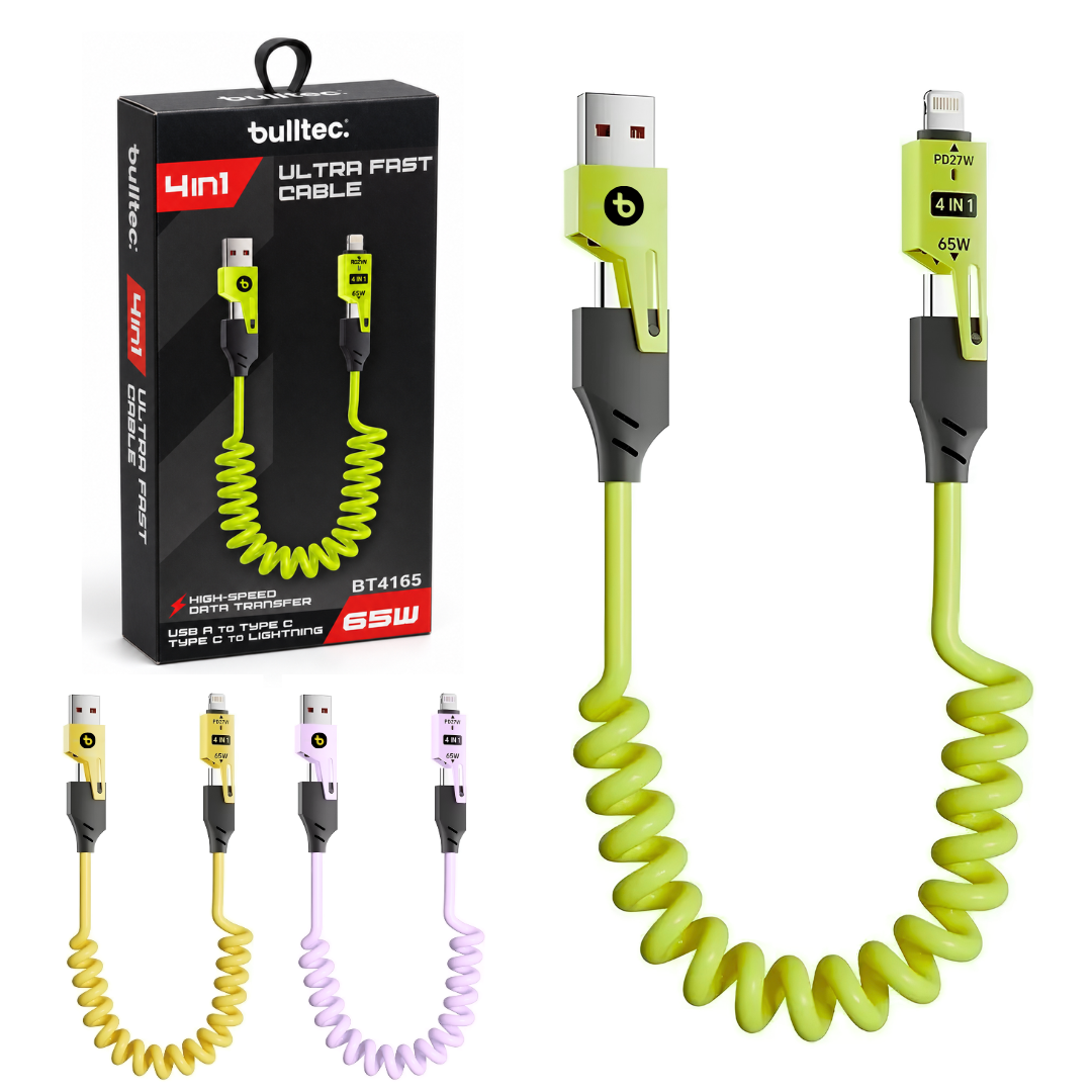 CABLE 4 EN 1 65W DISEÑO ESPIRAL BULLTEC – BT4165
