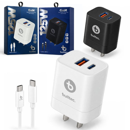CARGADOR RÁPIDO BULLTEC 125 W CON CABLE USB-C AZUL