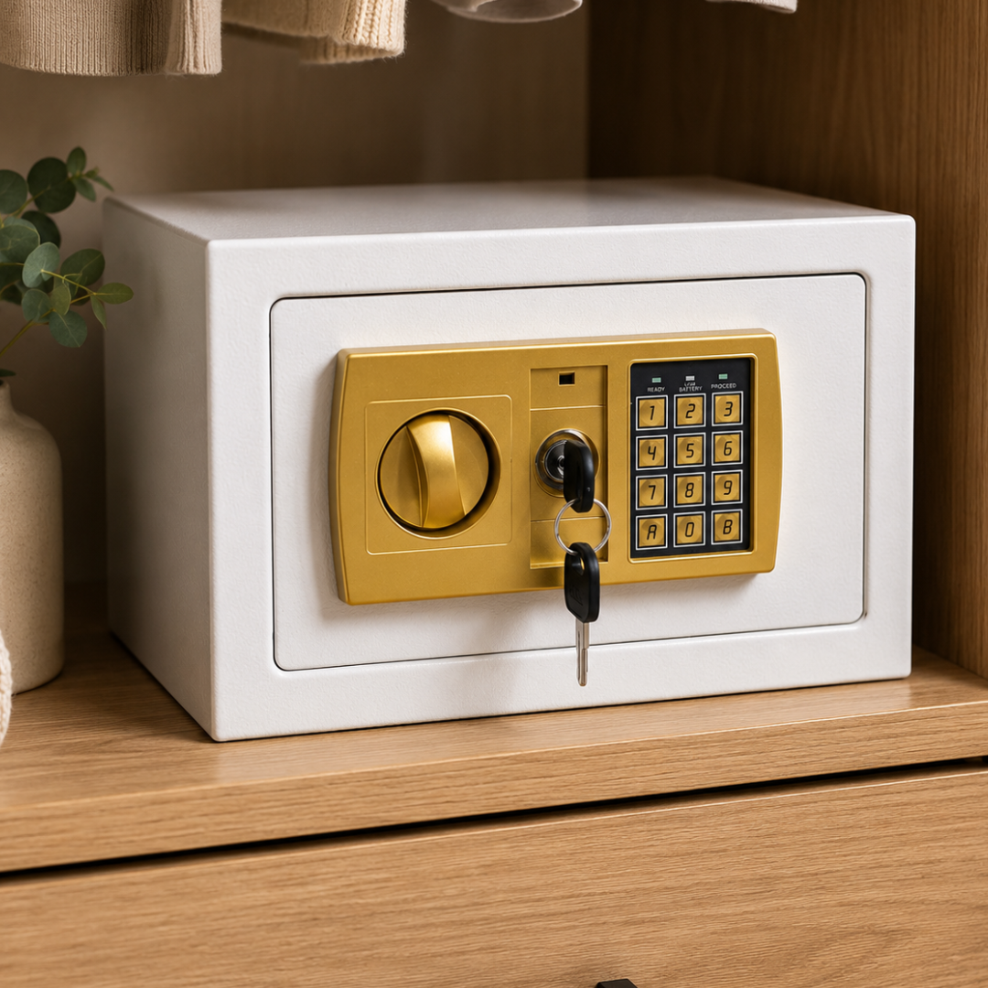 CAJA FUERTE CON LLAVE Y CODIGO REFORZADA
