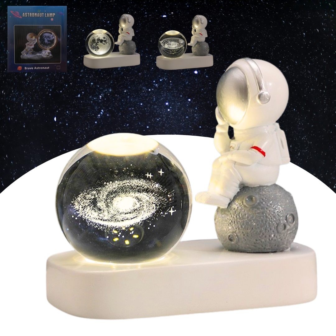 LÁMPARA LED ASTRONAUTA CON ESFERA DE CRISTAL