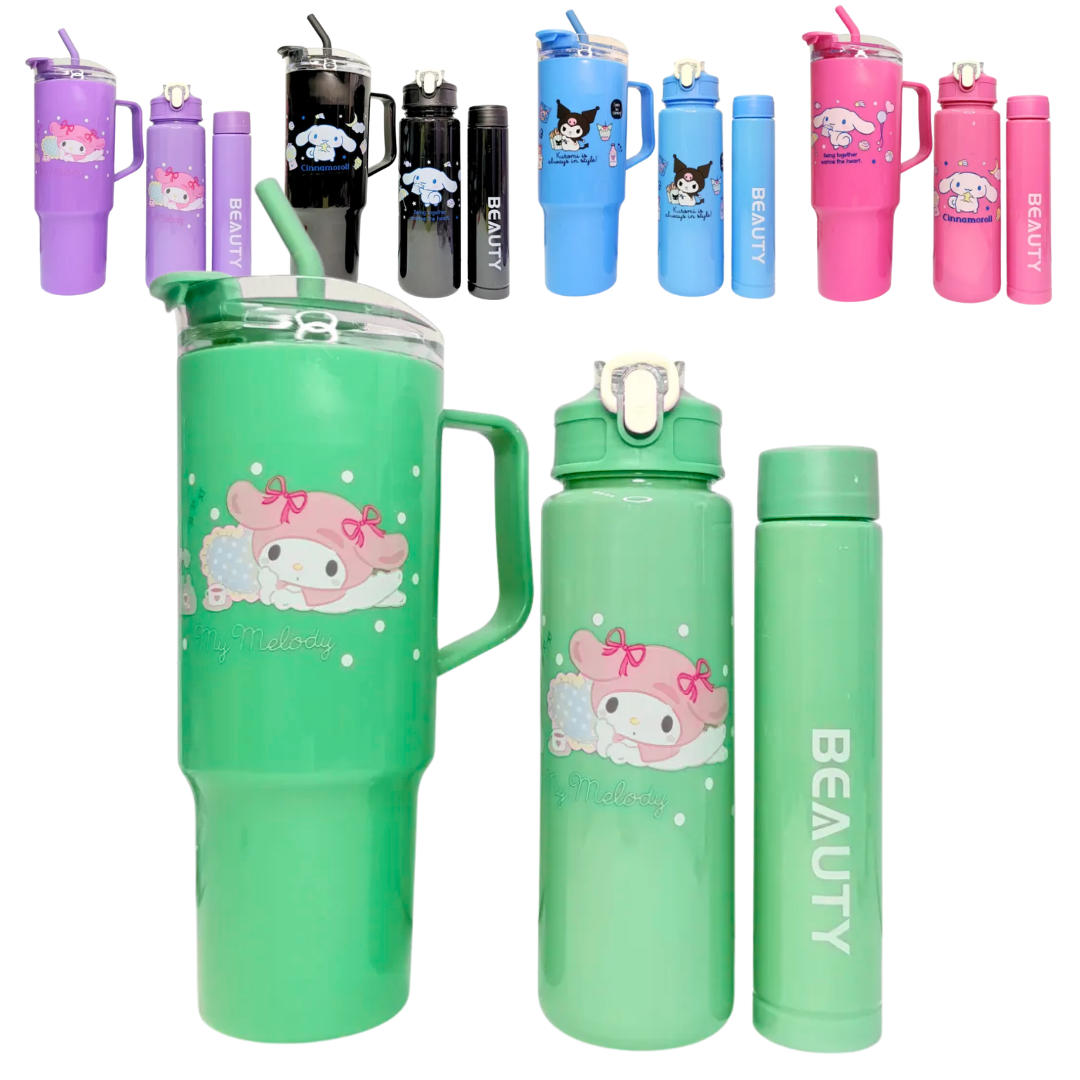 SET VASO BOTELLAS DISEÑO PERSONAJES