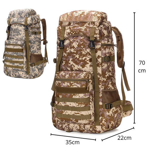 MOCHILA TREKKING HÉRCULES CAMUFLAJE URBANO Y DESIERTO MILITAR