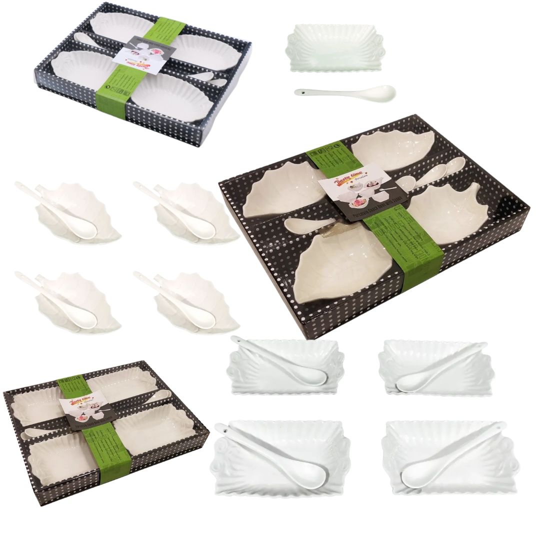 COPETINEROS DE PORCELANA CON CUCHARAS SALSERA TIME