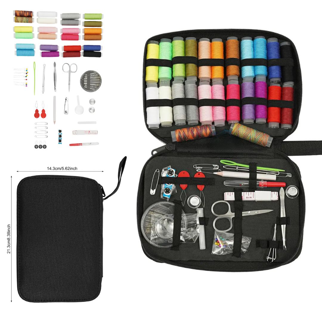 KIT DE COSTURA EN ESTUCHE NEGRO