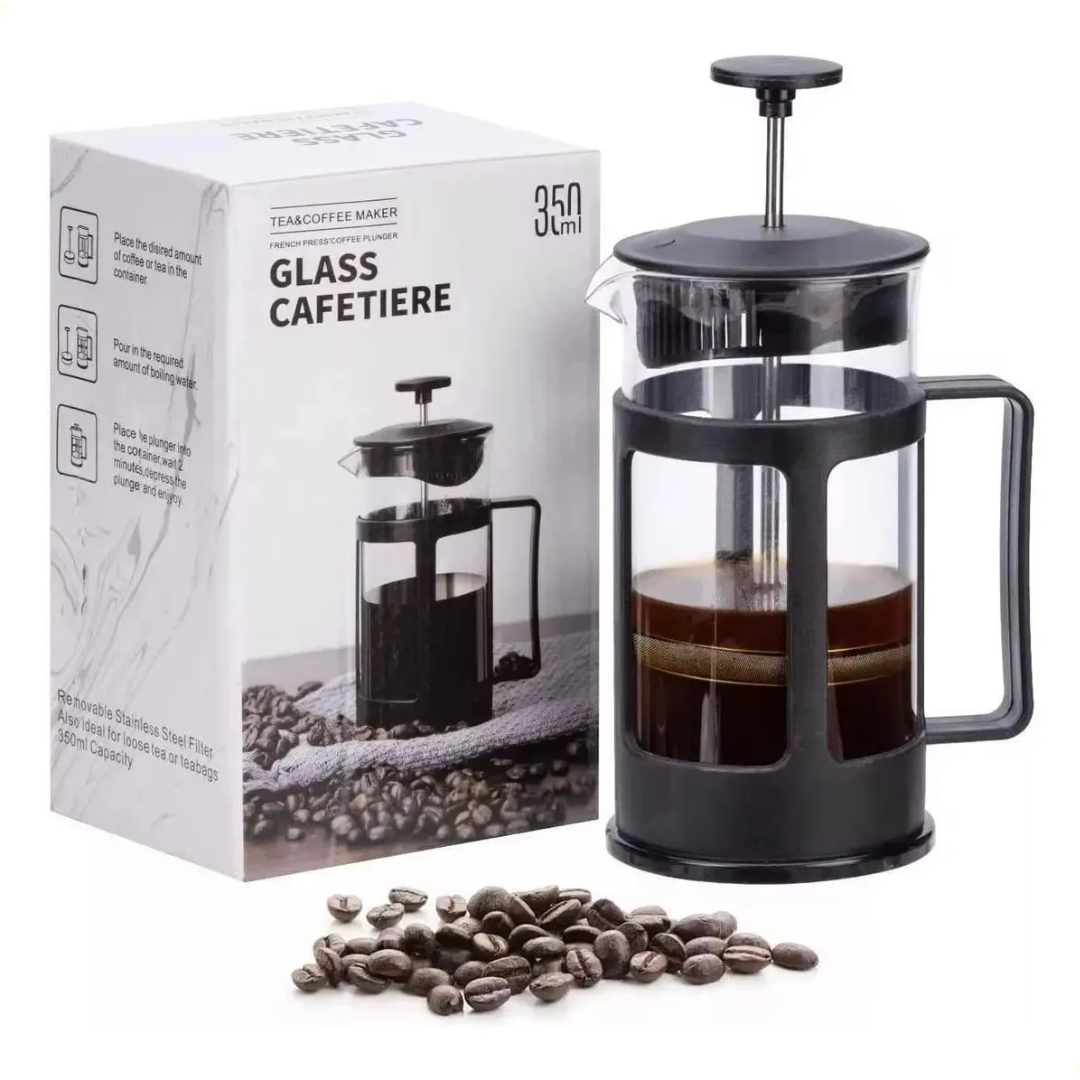 CAFETERA PRENSA FRANCESA ACERO INOXIDABLE VIDRIO
