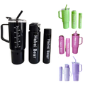 SET VASO BOTELLAS COLORES TAPA TRANSPARENTE