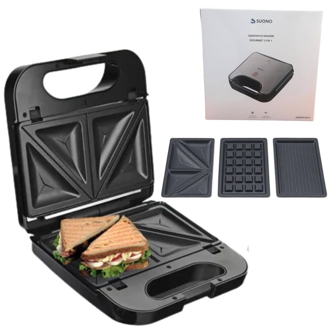 SANDWICHERA EN ANTIADHERENTE ACERO INOX COLOR NEGRO