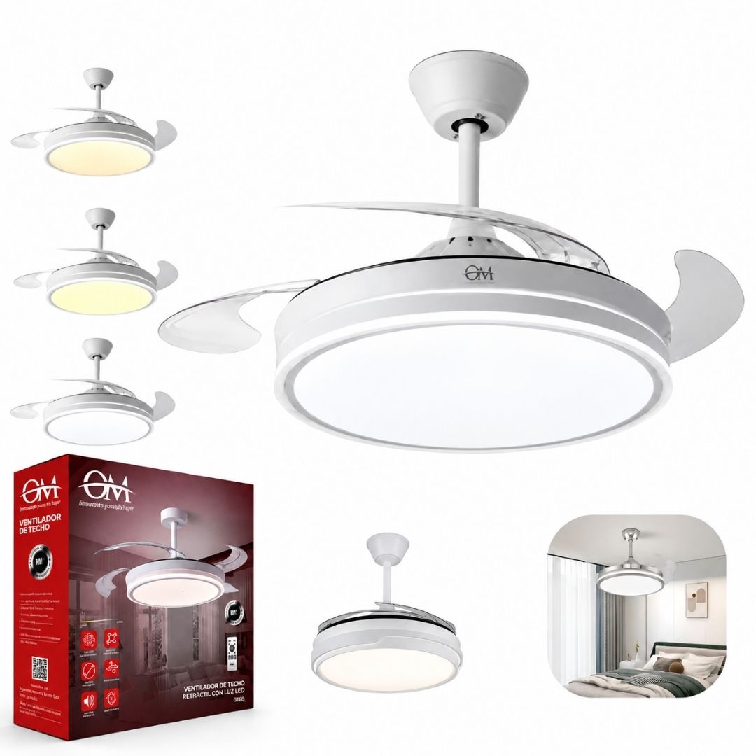 VENTILADOR DE TECHO RETRACTIL LED WH