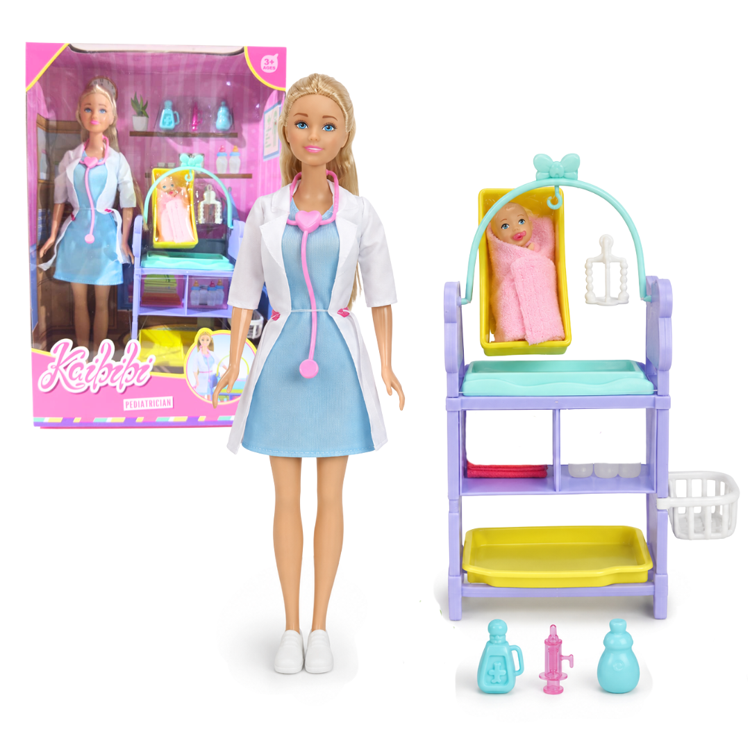 MUÑECA PEDIATRA CON BEBE Y ACCESORIOS