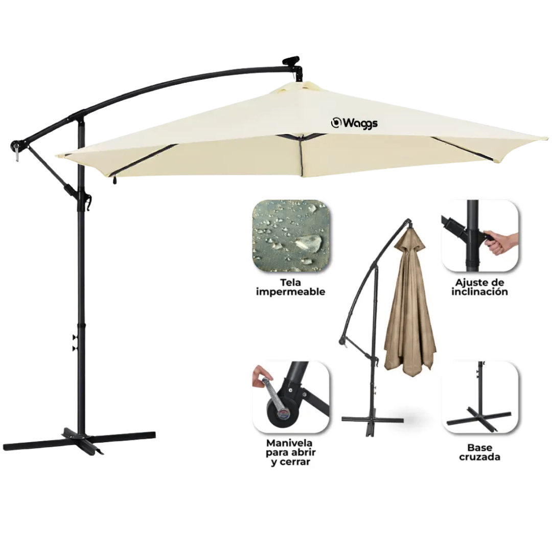 SOMBRILLA PARASOL LATERAL GRANDE BEIGE