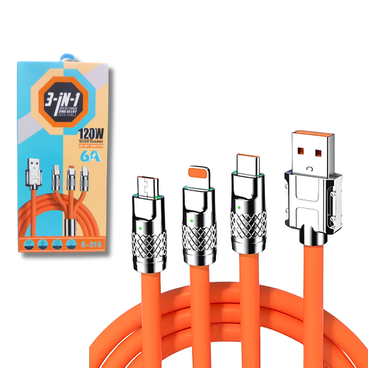 CABLE USB 3 EN 1 CON MICRO USB, LIGHTNING Y USB-C