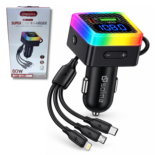 CARGADOR PARA AUTO 3 EN 1 SOLMA SL-CR102