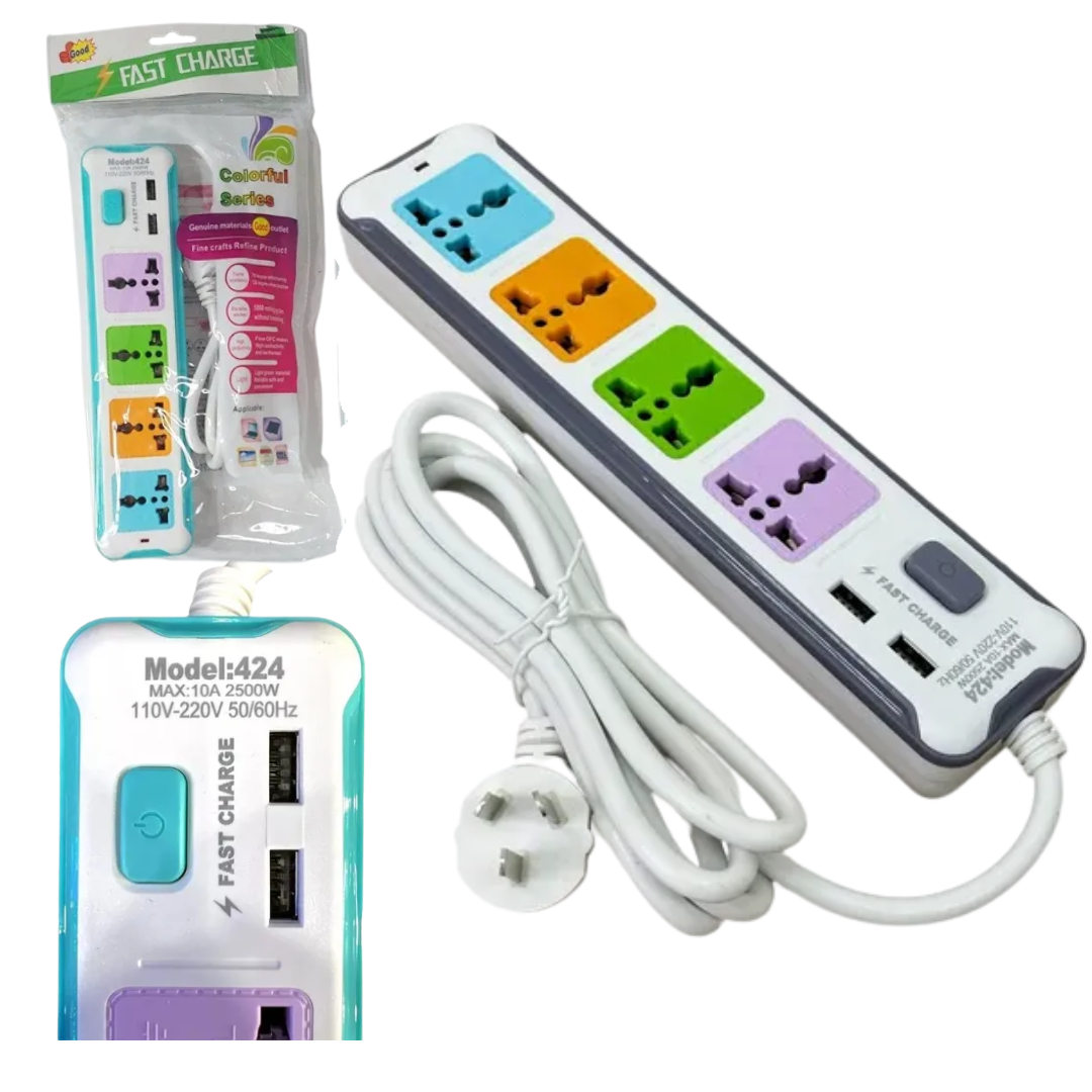 Zapatilla 4 Enchufes + 2 USB 424
