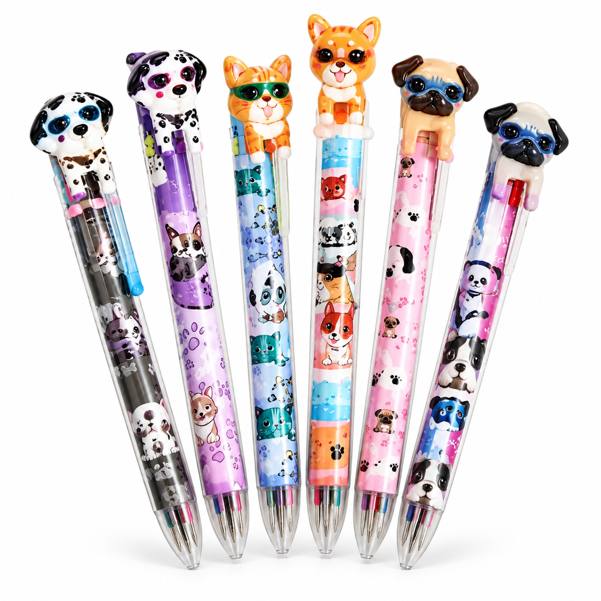 SET DE 6 LAPICERAS MULTICOLOR PERRITO BA47029
