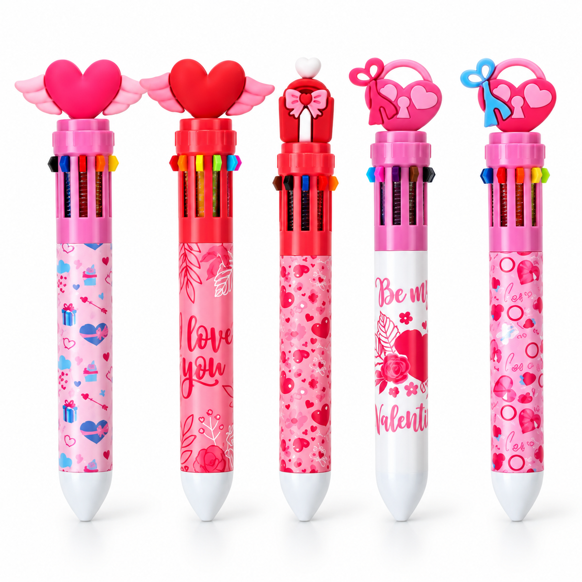 SET DE 6 LAPICERAS CORAZÓN 10 COLORES BA-36566