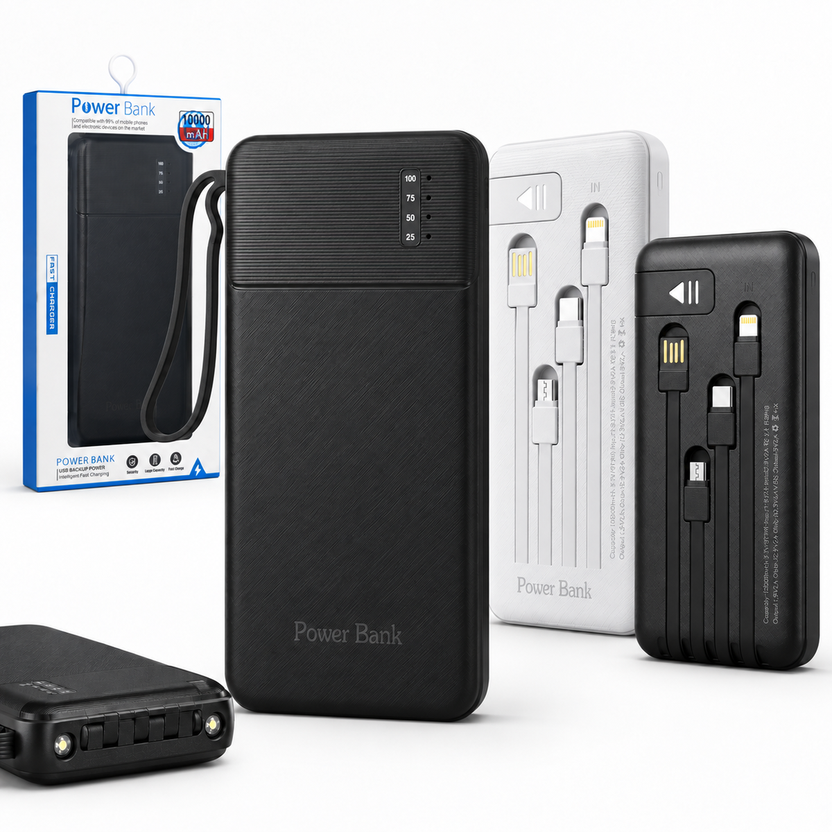 Power Bank 10000Mah USB Micro Lightning C con Linterna CM-660