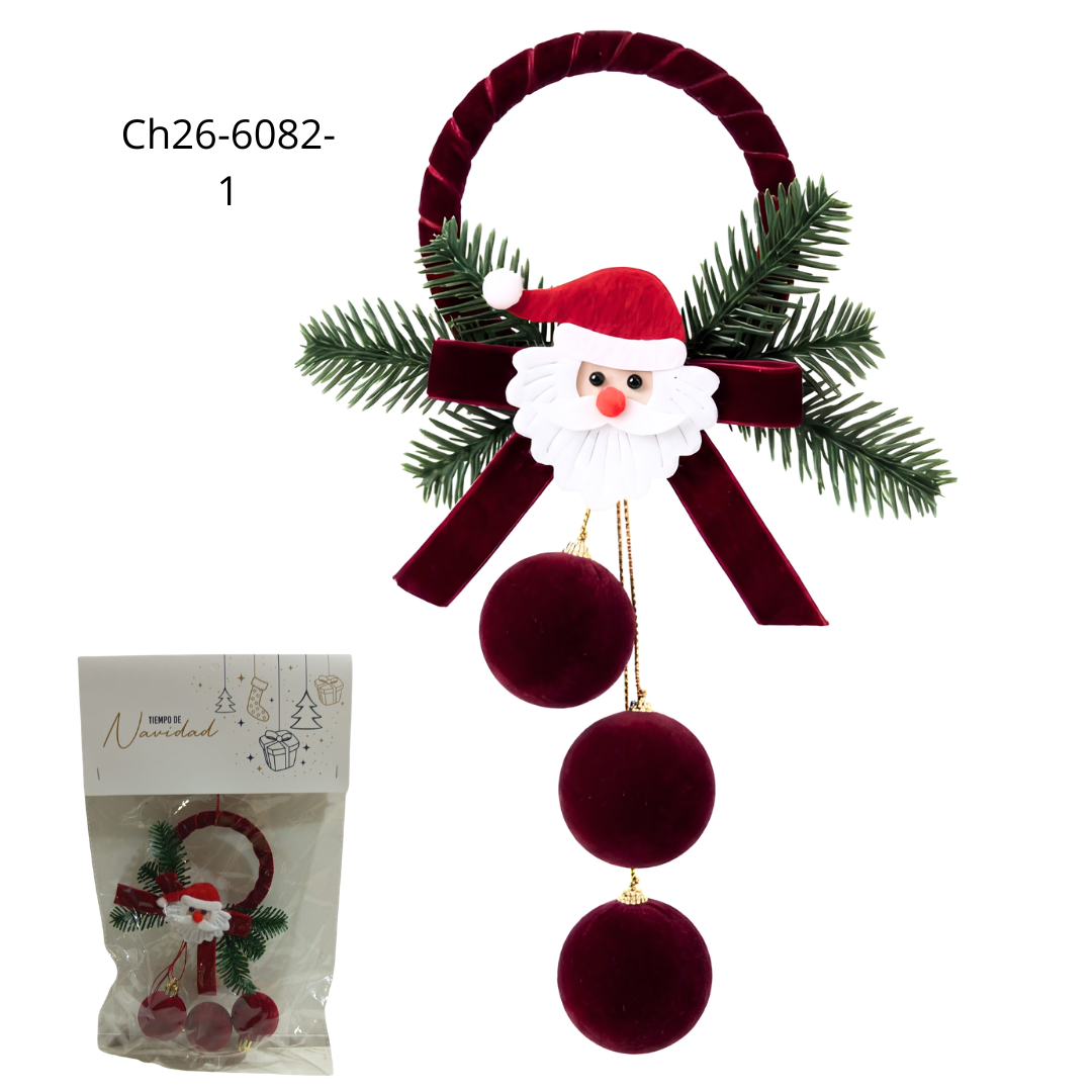 COLGANTE PAPA NOEL BOLAS ATERCIOPELADASCH26-6082-1
