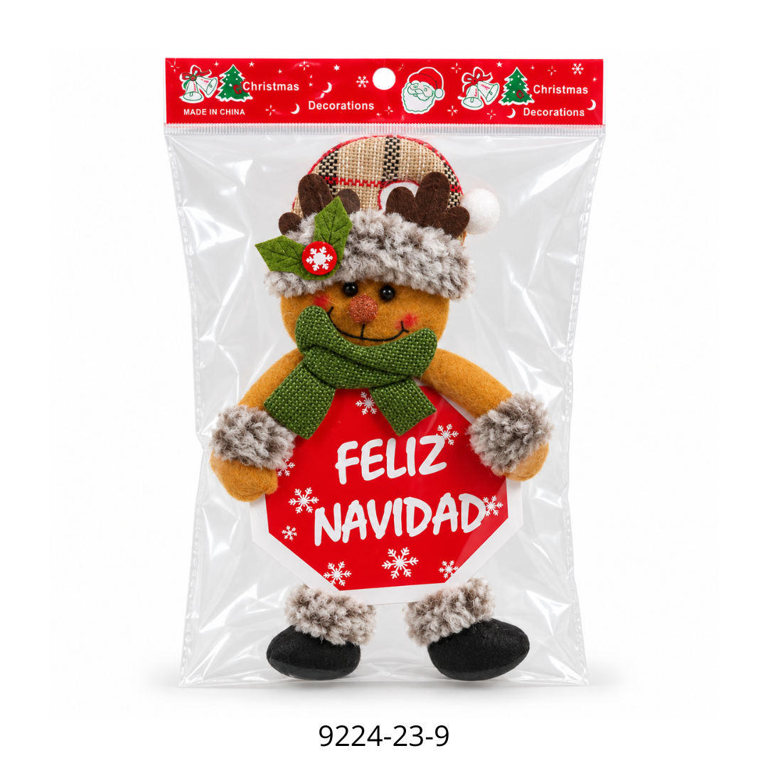 MUÑECO CON CARTEL FELIZ NAVIDAD 23X14CM 9224-23-9