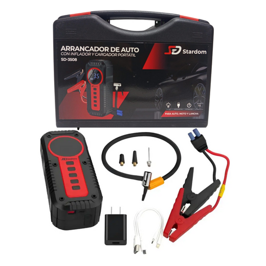 Arrancador De Bateria De Auto Portatil Con Inflador SD-3508