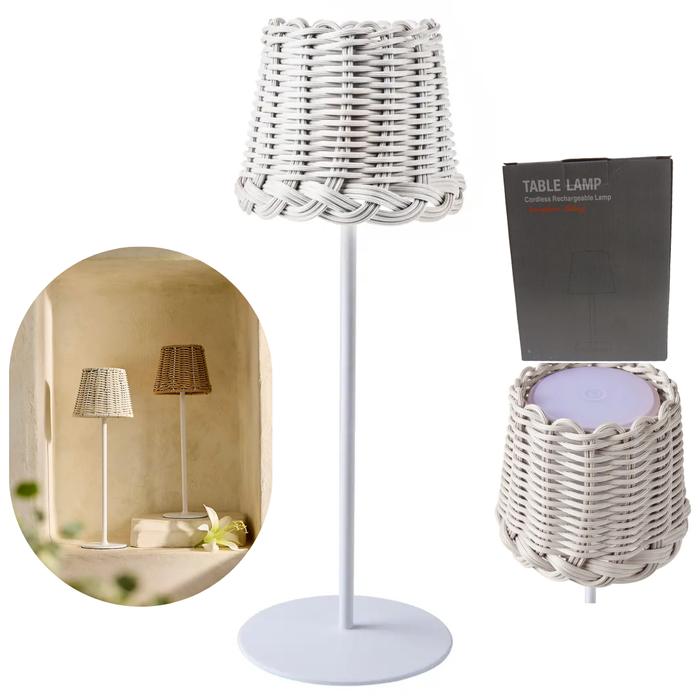LAMPARA DE MESA CON MAMPARA DE MIMBRE EZ-102