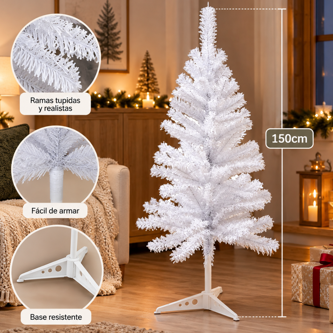 ARBOL DE NAVIDAD BLANCO 150CM BASE PLASTICA AP05AW282T