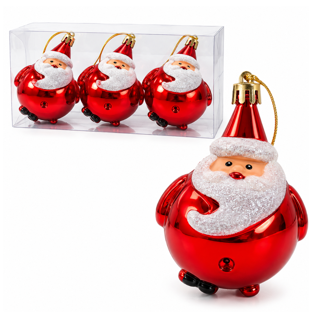 SET DE BOLAS DE NAVIDAD PAPA NOEL X3 CH25-9224-7