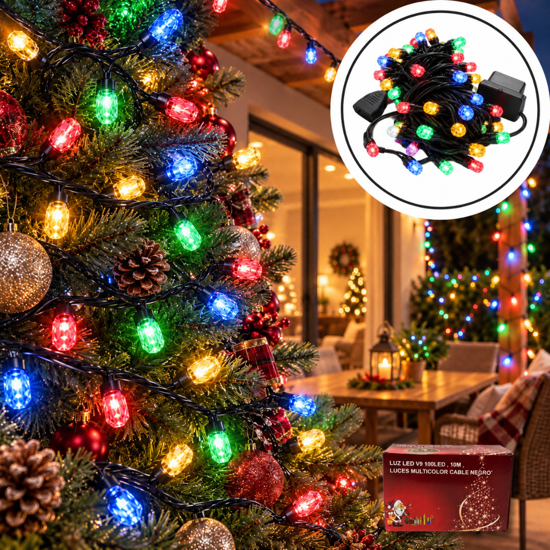 LUZ LED V9 100LED 10M LUCES MULTICOLOR NV67 EXTENSIBLE