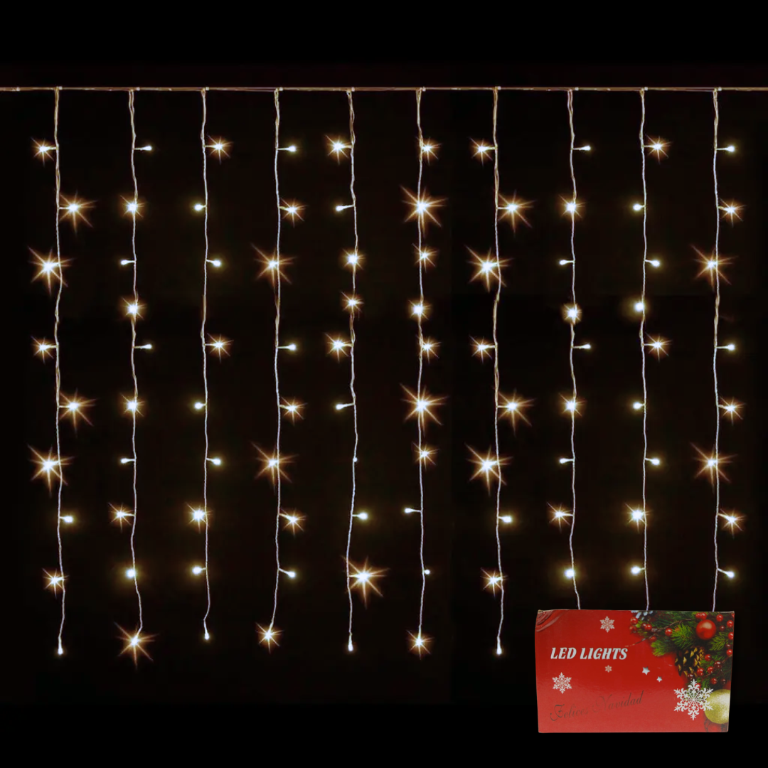 Lluvia Cortina Led Calida 120 Luces 3Mts NV35
