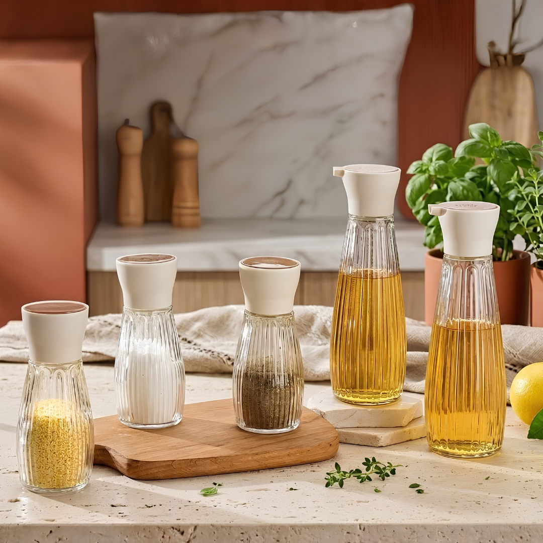 SET ESPECIERO Y ACEITERO X5 PCS EUROPEAN STYLE SEASONING