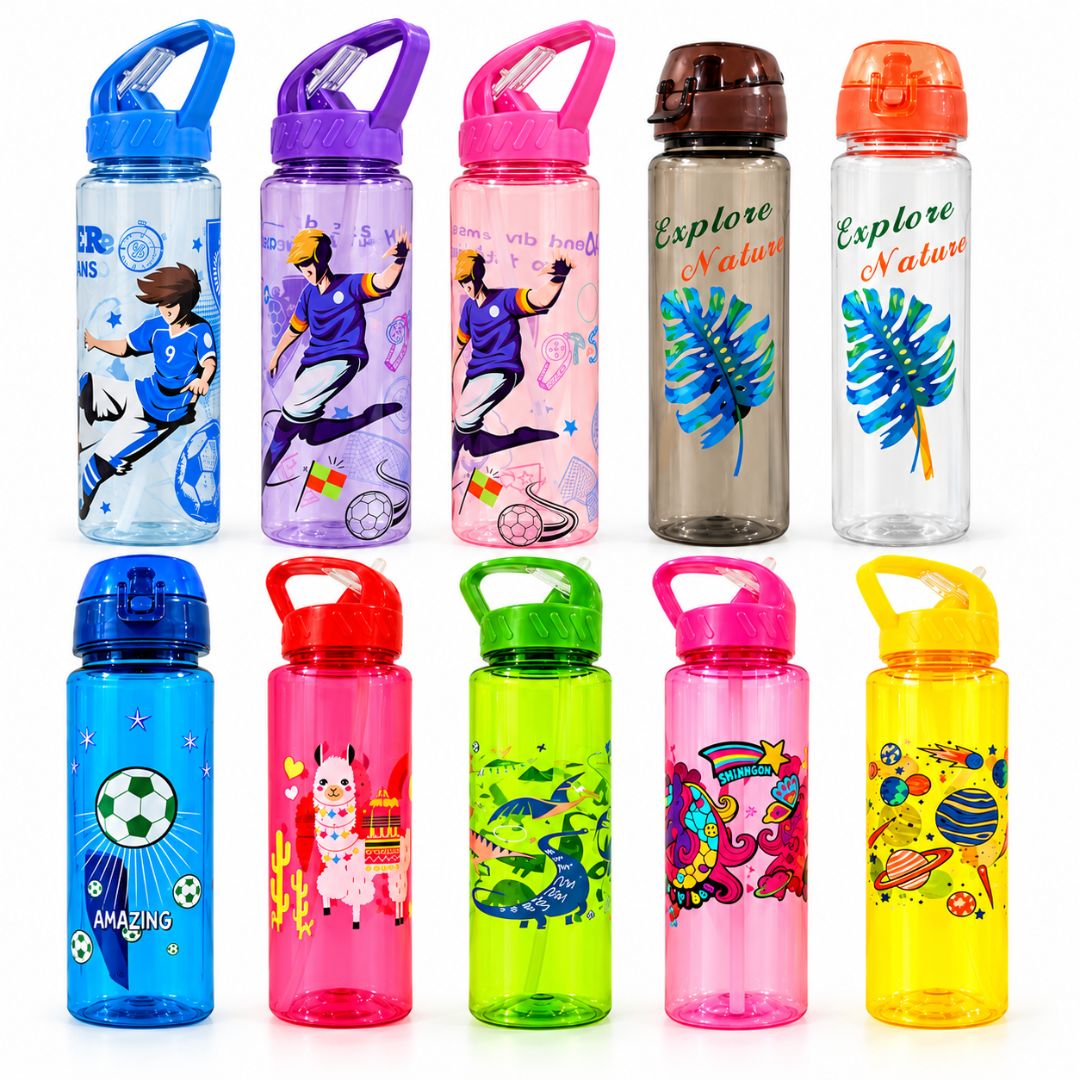 BOTELLA INFANTIL TRANSPARENTE Y COLORES B263+027/028