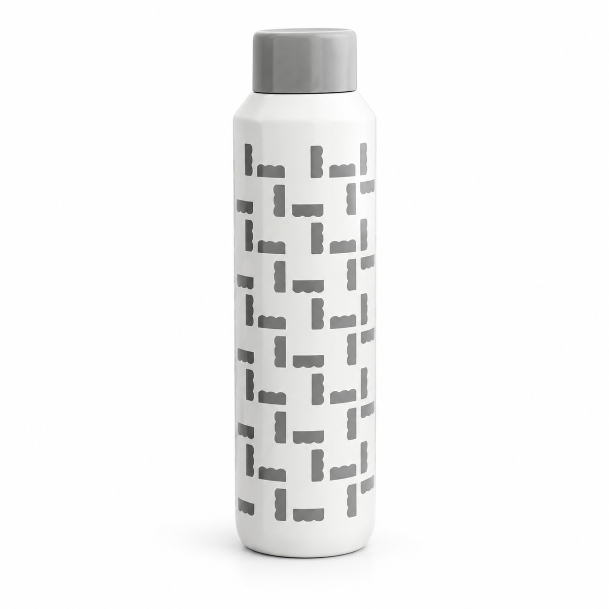 Botella reutilizable Urban EE-86348 blanca con diseño geométrico