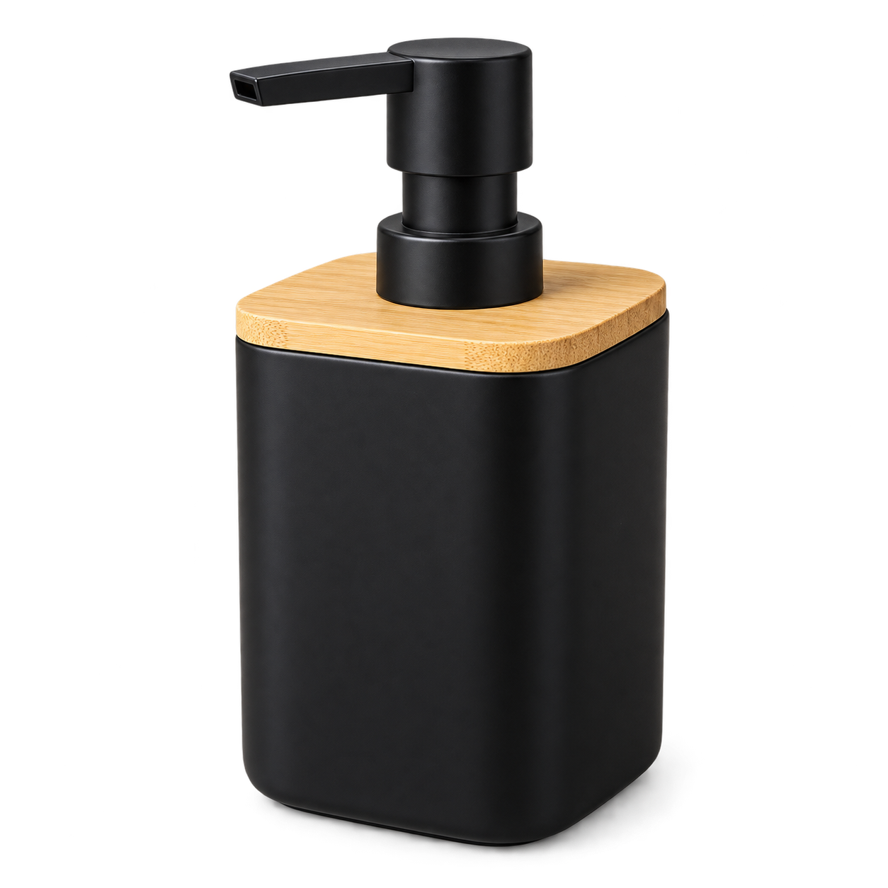 DISPENSER DE JABON CON TAPA DE BAMBU