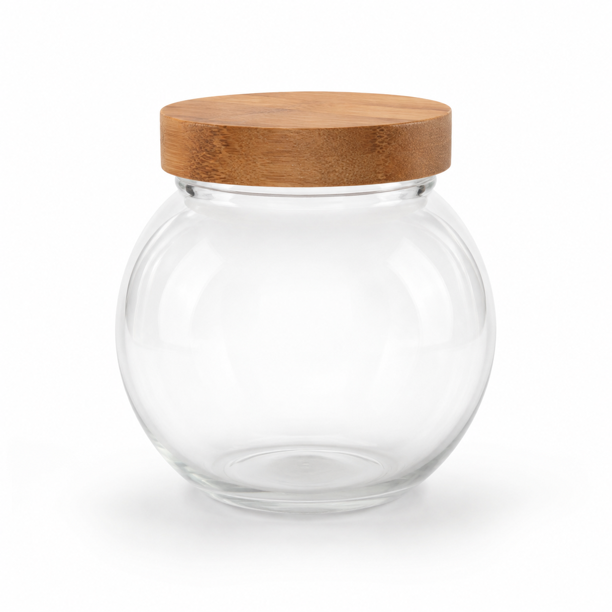 FRASCO DE VIDRIO CON TAPA DE MADERA