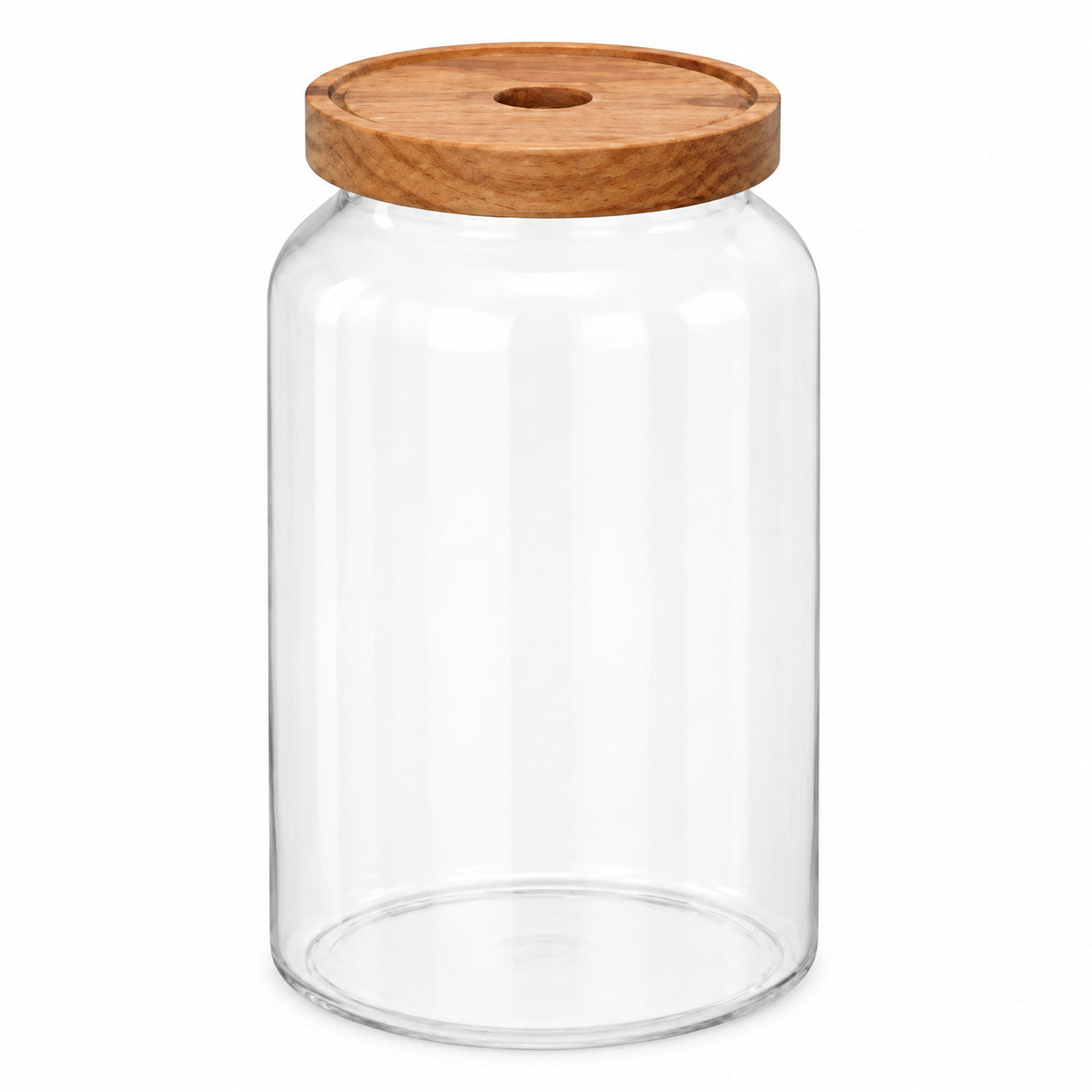 FRASCO DE VIDRIO 11 L CON TAPA DE ACACIA