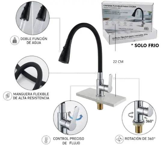 CANILLA FLEXIBLE PARA COCINA (solo frio) 131104