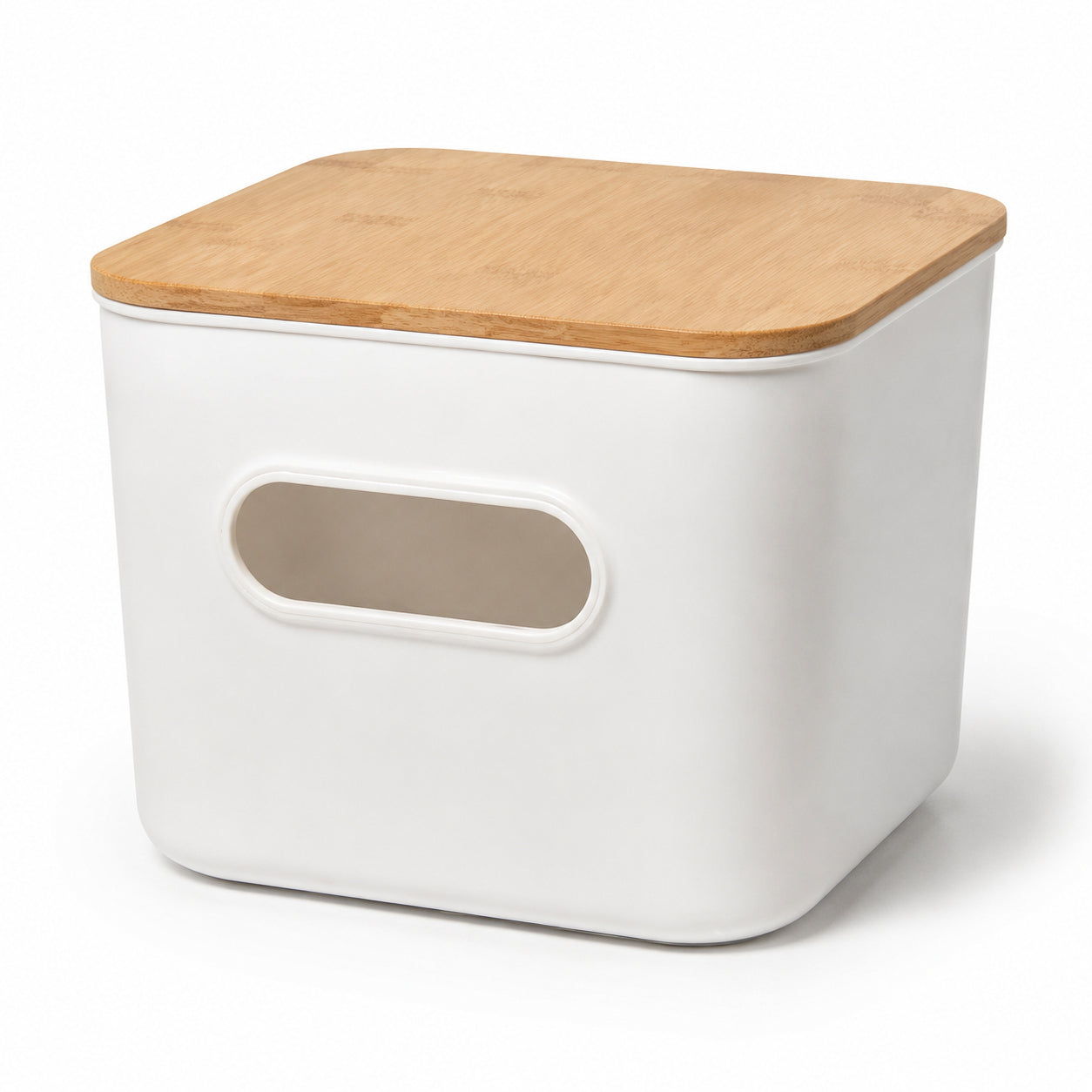 ORGANIZADOR BLANCO CON TAPA DE BAMBú