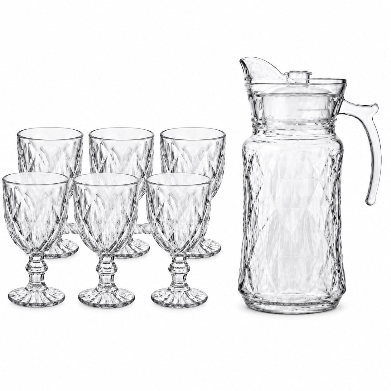 SET DE JARRA Y 6 COPAS DE VIDRIO