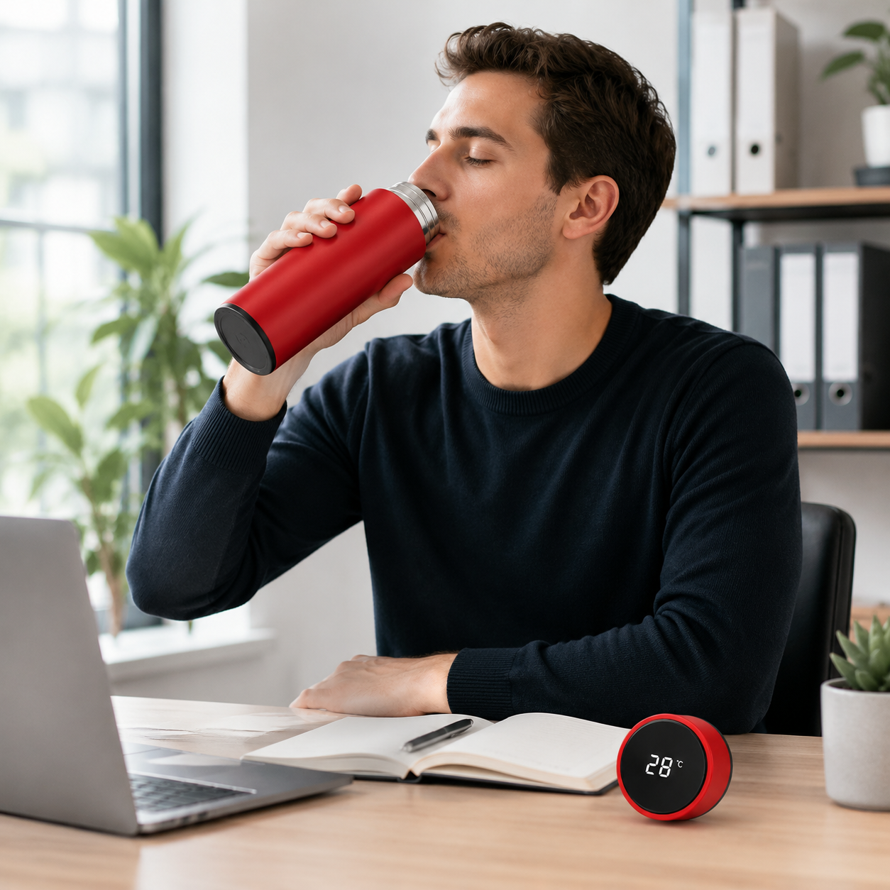 VASO TÉRMICO SMART COFFEE CON VISOR DE TEMPERATURA
